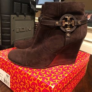 Tory Burch brown suede booties
